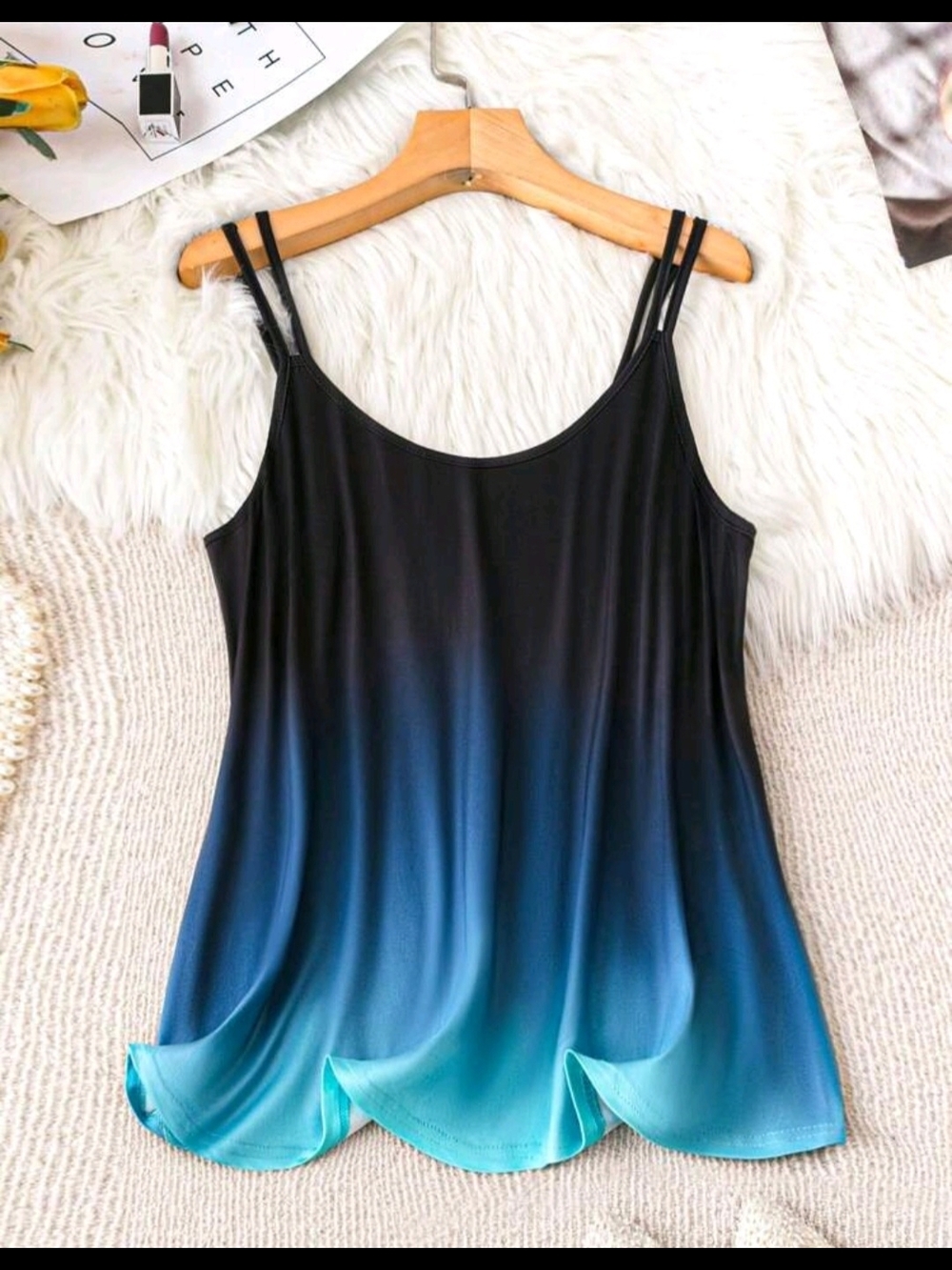Women’s Ombre Tank Top - Black to Teal